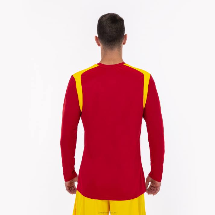Joma 82P4R1527 احمر اصفر بطولة القميص بأكمام طويلة v رجال