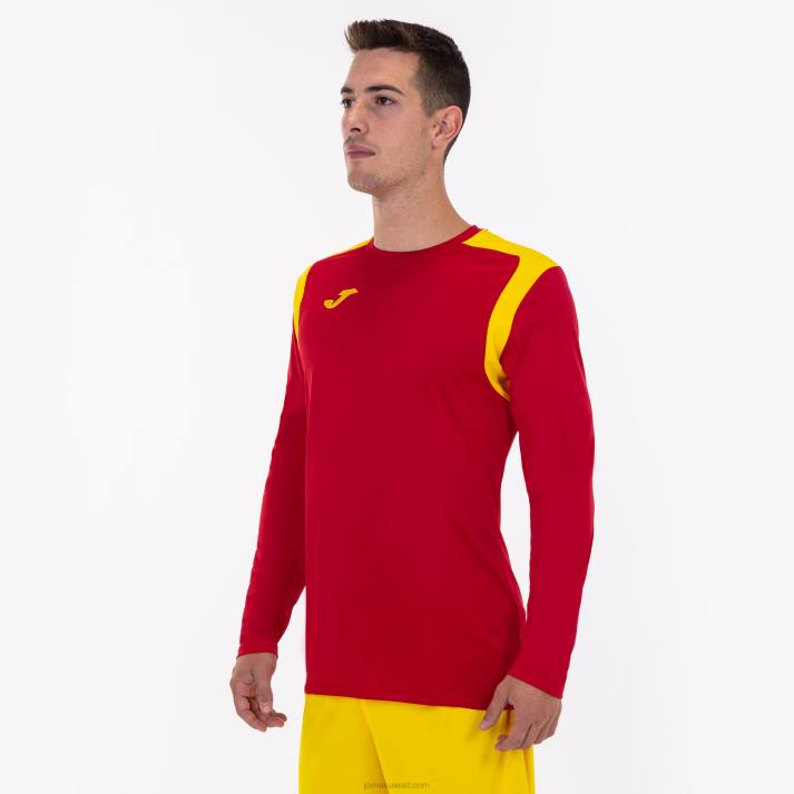 Joma 82P4R1527 احمر اصفر بطولة القميص بأكمام طويلة v رجال