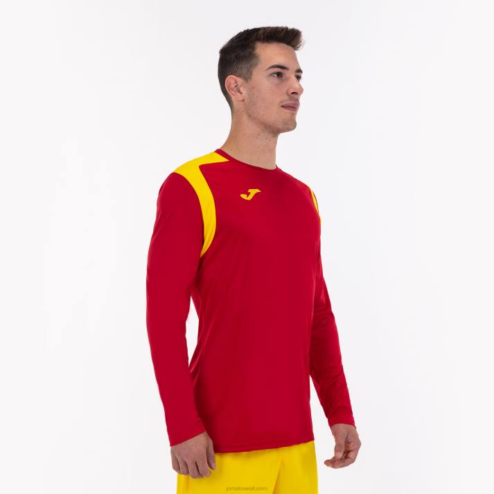 Joma 82P4R1527 احمر اصفر بطولة القميص بأكمام طويلة v رجال
