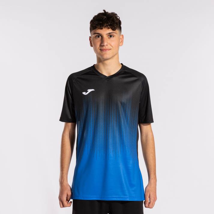 Joma 82P4R1553 الأزرق الملكي الأسود قميص بأكمام قصيرة النمر الرابع رجال