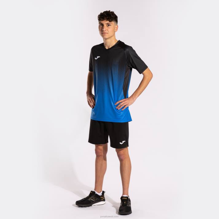 Joma 82P4R1553 الأزرق الملكي الأسود قميص بأكمام قصيرة النمر الرابع رجال