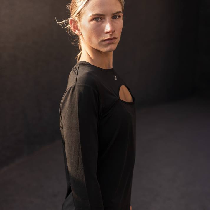 Joma 82P4R1567 أسود قميص طويل الأكمام صفر نحيف