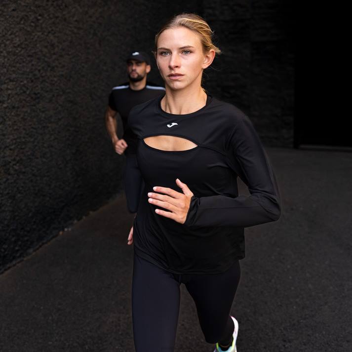 Joma 82P4R1567 أسود قميص طويل الأكمام صفر نحيف