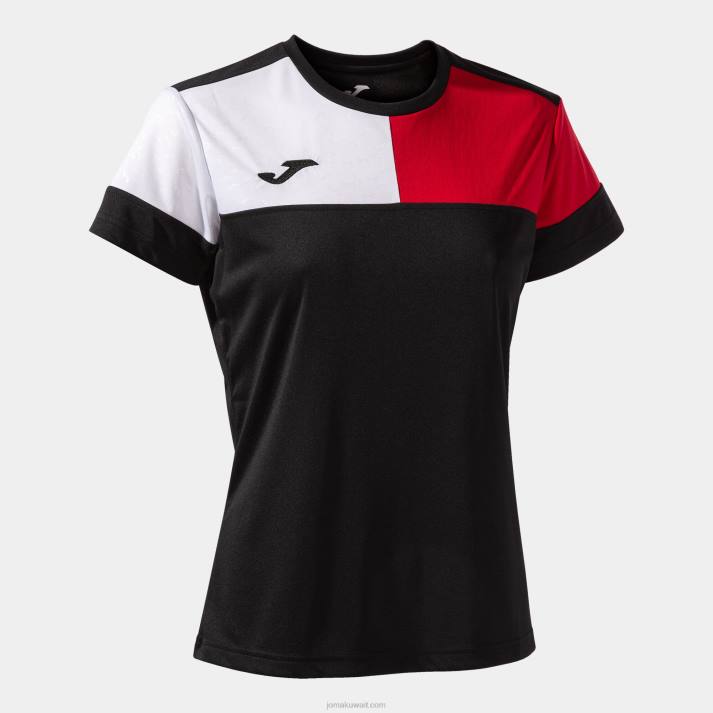 Joma 82P4R1595 أسود أحمر أبيض قميص طاقم قصير الأكمام v نحيف