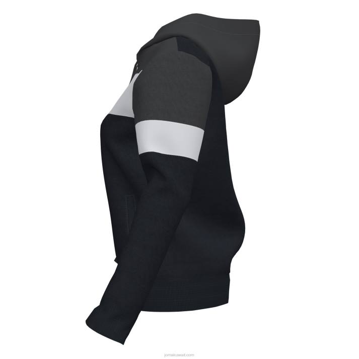 Joma 82P4R1621 أسود أبيض رمادي غامق طاقم سترة مقنعين رابعا نحيف