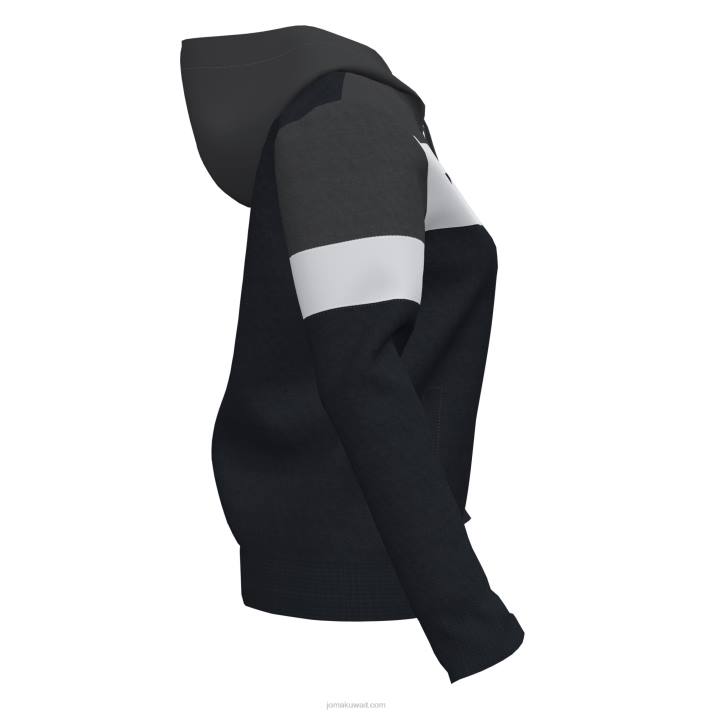 Joma 82P4R1621 أسود أبيض رمادي غامق طاقم سترة مقنعين رابعا نحيف