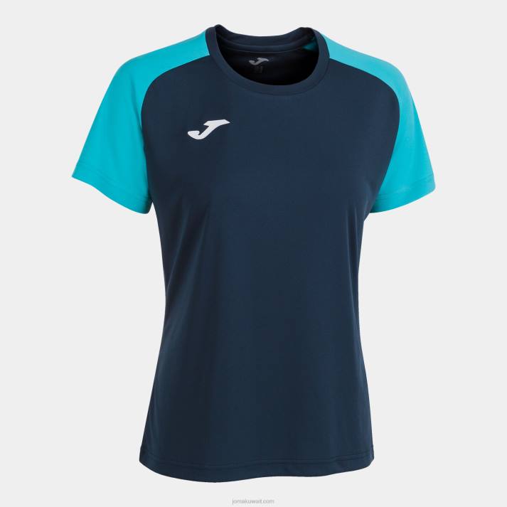 Joma 82P4R1630 الأزرق الداكن الفيروز الفلوريسنت قميص بأكمام قصيرة أكاديمية رابعا نحيف