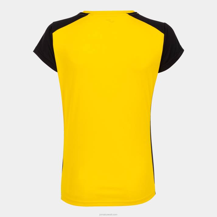 Joma 82P4R1699 أصفر أسود قميص قصير الأكمام سجل الثاني نحيف