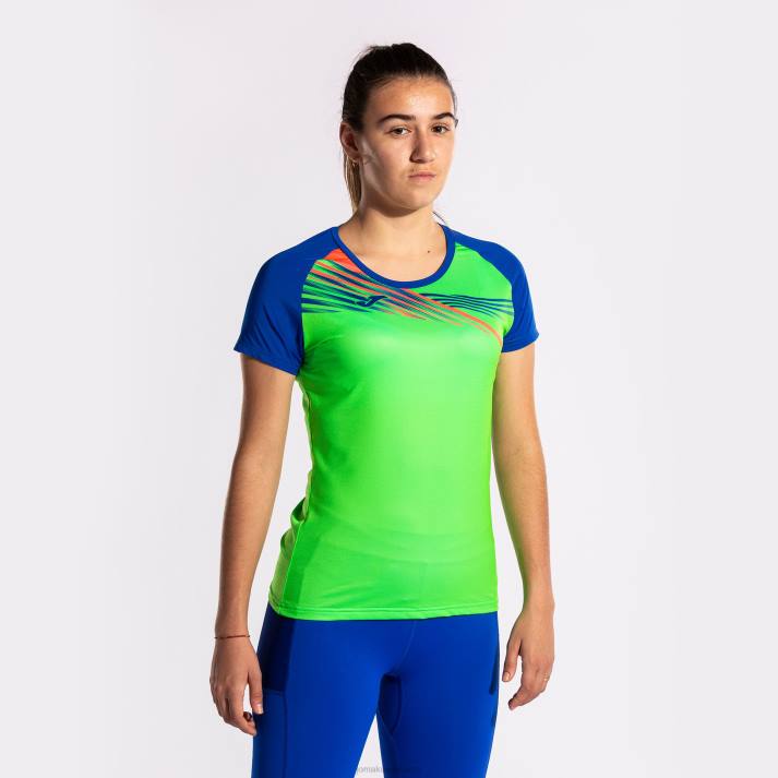Joma 82P4R1750 الفلورسنت الأخضر والأزرق الملكي قميص قصير الأكمام النخبة x نحيف
