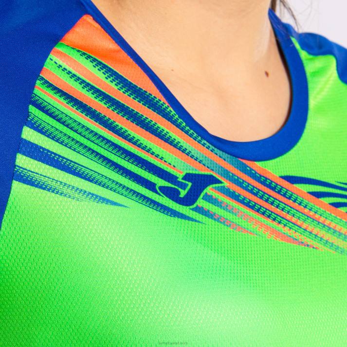 Joma 82P4R1750 الفلورسنت الأخضر والأزرق الملكي قميص قصير الأكمام النخبة x نحيف