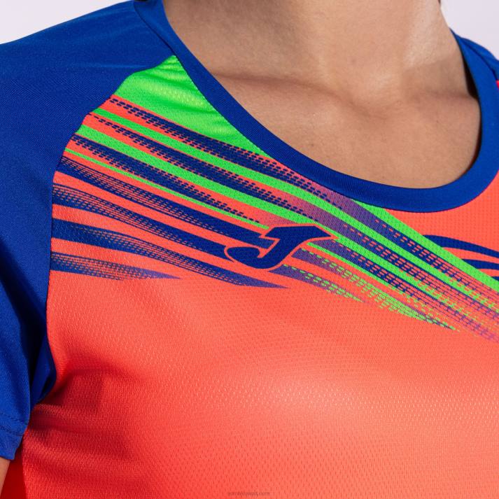 Joma 82P4R1761 نيون المرجان الأزرق الملكي قميص قصير الأكمام النخبة x نحيف