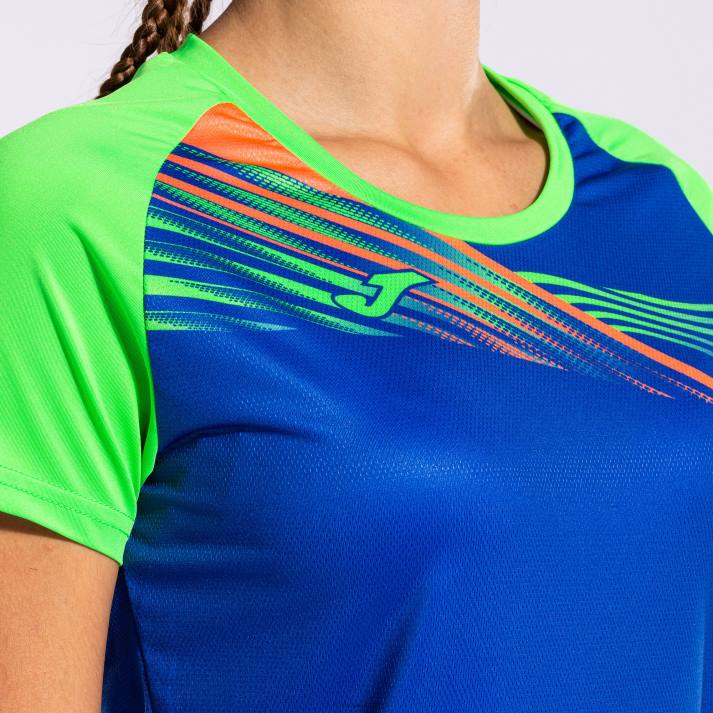 Joma 82P4R1763 الأزرق الملكي الأخضر الفلوريسنت قميص قصير الأكمام النخبة x نحيف