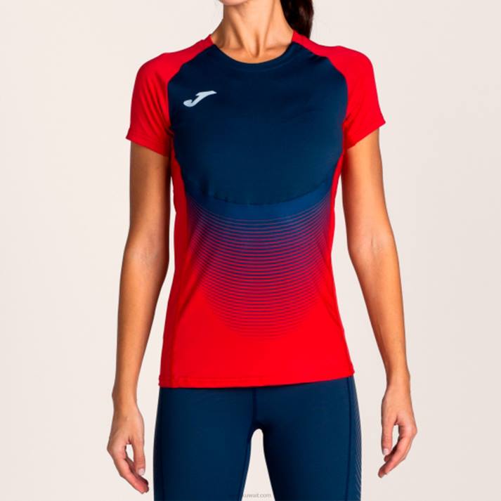 Joma 82P4R1785 أحمر أزرق كحلي قميص قصير الأكمام النخبة السادس نحيف