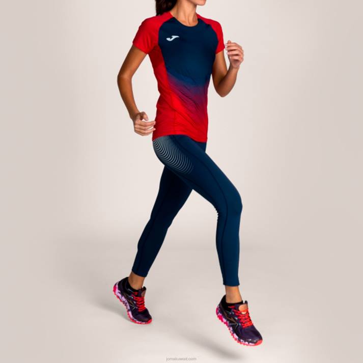 Joma 82P4R1785 أحمر أزرق كحلي قميص قصير الأكمام النخبة السادس نحيف