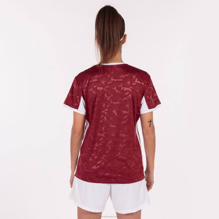 Joma 82P4R1807 بورجوندي أبيض قميص قصير الأكمام toletum الثاني نحيف