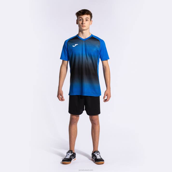 Joma 82P4R182 الأزرق الملكي الأسود قميص بأكمام قصيرة النمر v رجال