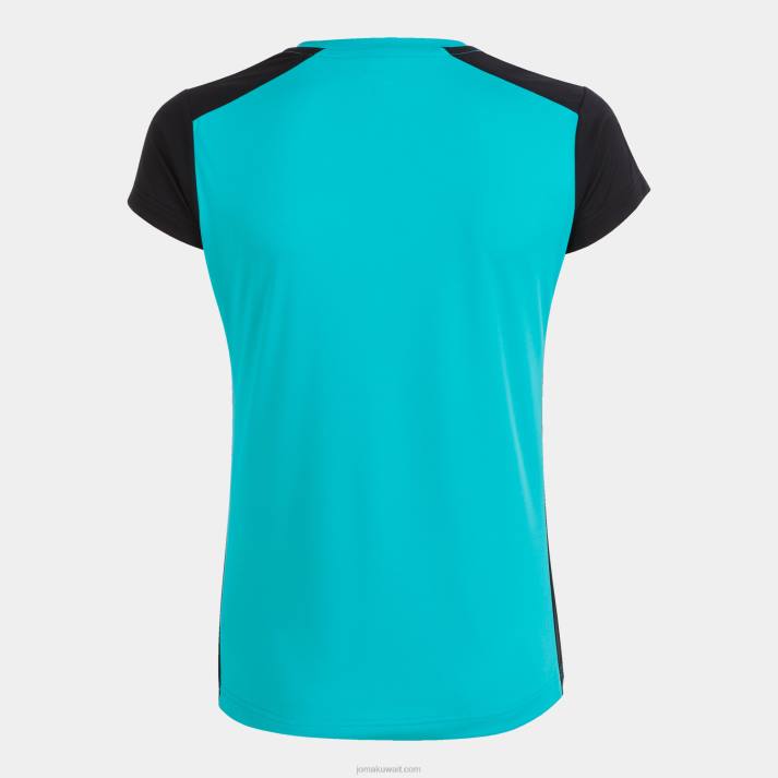 Joma 82P4R1864 الفيروز الأسود قميص قصير الأكمام سجل الثاني نحيف