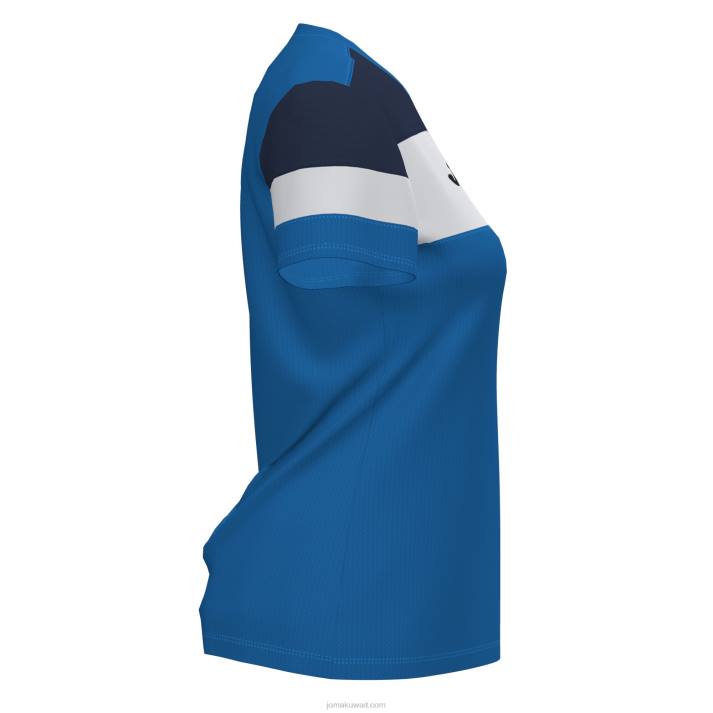 Joma 82P4R1873 الأزرق الملكي الأزرق الداكن الأبيض قميص بأكمام قصيرة طاقم رابعا نحيف