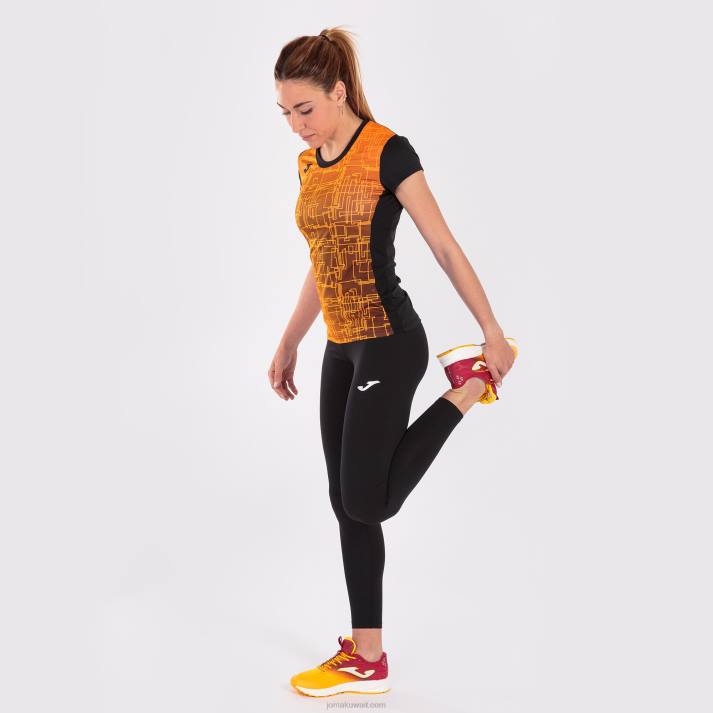 Joma 82P4R1893 برتقالة سوداء قميص قصير الأكمام النخبة الثامن نحيف