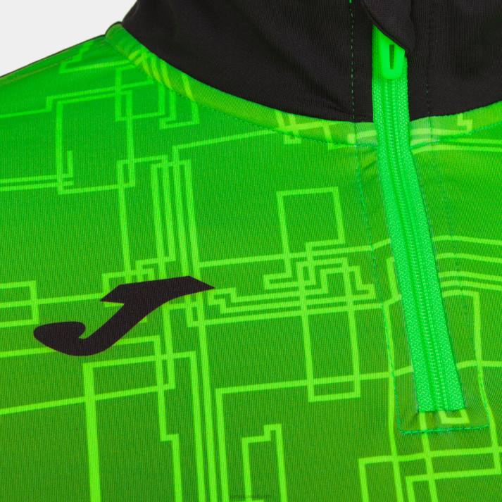 Joma 82P4R1895 أسود أخضر نيون قميص من النوع الثقيل النخبة الثامن نحيف