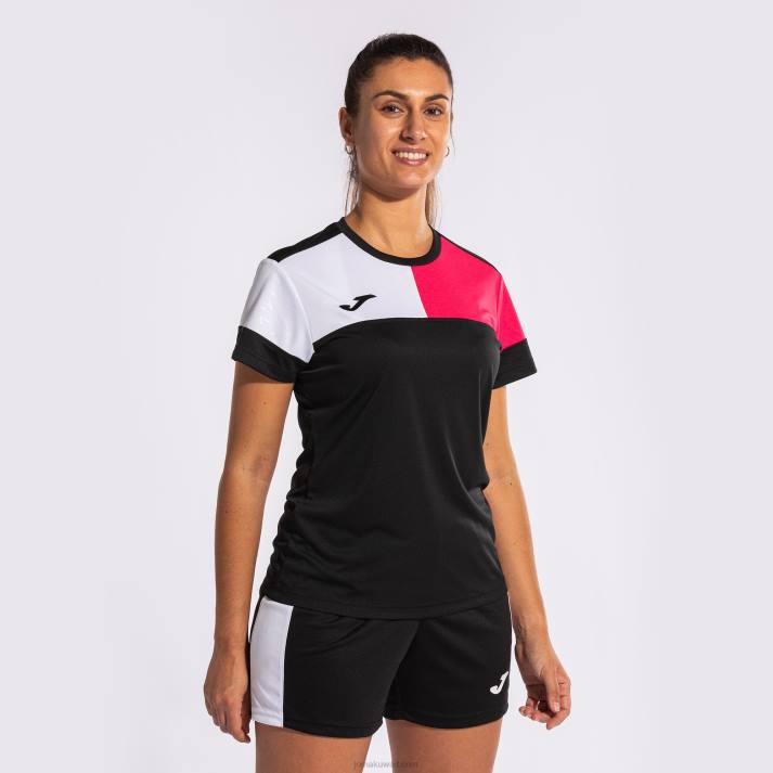 Joma 82P4R1915 أسود أبيض وردي قميص طاقم قصير الأكمام v نحيف