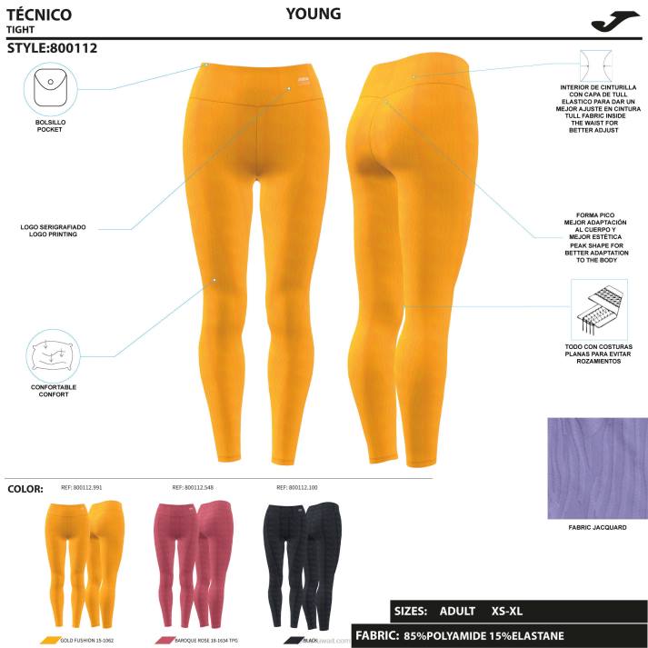 Joma 82P4R1944 البرتقالي لباس ضيق طويل دافني نحيف