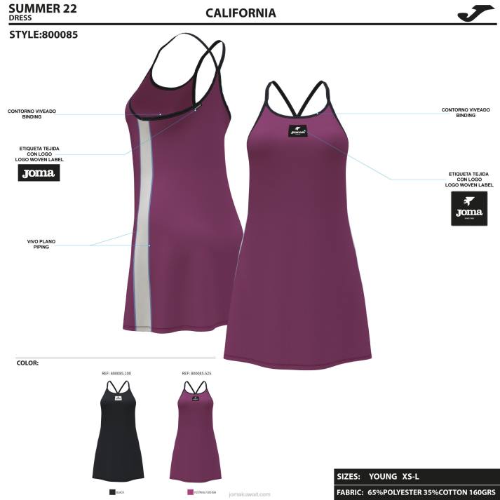 Joma 82P4R1958 ضارب الى الحمرة فستان كاليفورنيا نحيف