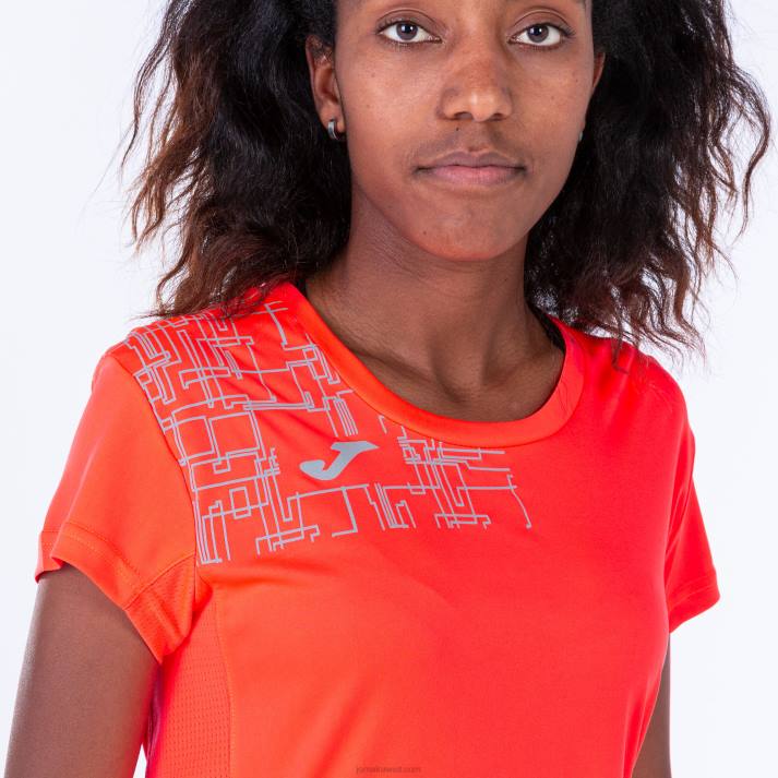 Joma 82P4R1977 نيون المرجان قميص قصير الأكمام النخبة الثامن نحيف