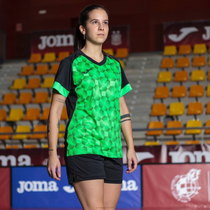 Joma 82P4R1997 أسود أخضر نيون قميص بأكمام قصيرة سوبر نوفا iii نحيف