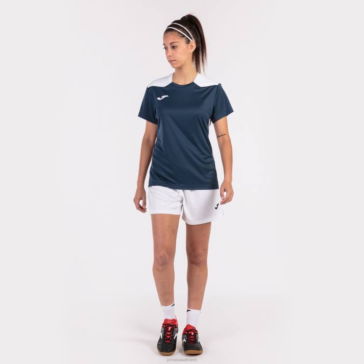 Joma 82P4R2002 الأزرق الداكن الأبيض بطولة قميص قصير الأكمام سادسا نحيف