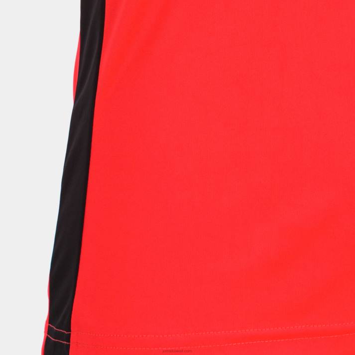 Joma 82P4R2012 نيون المرجان الأسود قميص قصير الأكمام سجل الثاني نحيف