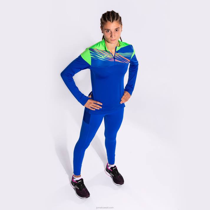 Joma 82P4R2021 الأزرق الملكي الأخضر الفلوريسنت قميص من النوع الثقيل النخبة x نحيف