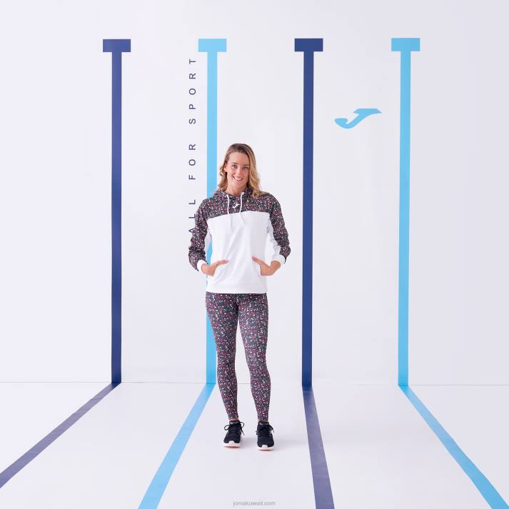 Joma 82P4R2040 أبيض وردي كاكي دافني سترة مقنعين نحيف