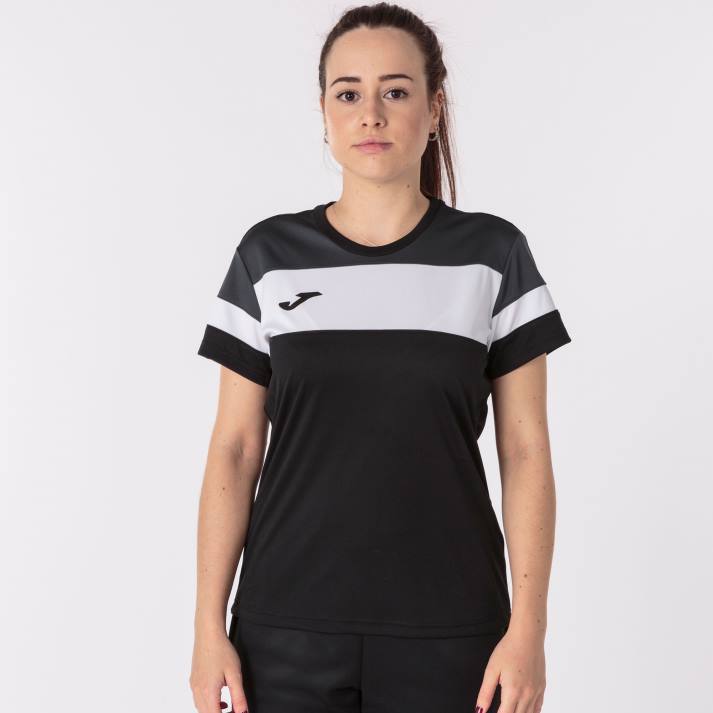 Joma 82P4R2056 أسود أبيض رمادي غامق قميص بأكمام قصيرة طاقم رابعا نحيف