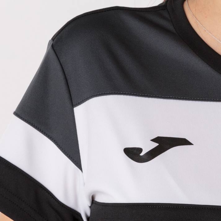 Joma 82P4R2056 أسود أبيض رمادي غامق قميص بأكمام قصيرة طاقم رابعا نحيف