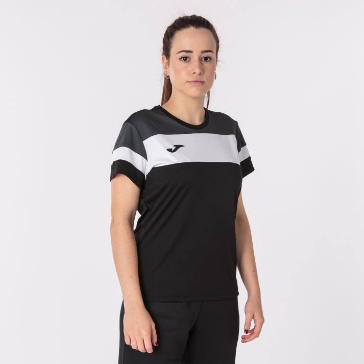 Joma 82P4R2056 أسود أبيض رمادي غامق قميص بأكمام قصيرة طاقم رابعا نحيف