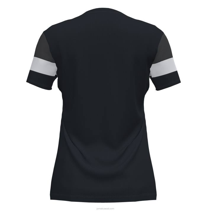 Joma 82P4R2056 أسود أبيض رمادي غامق قميص بأكمام قصيرة طاقم رابعا نحيف