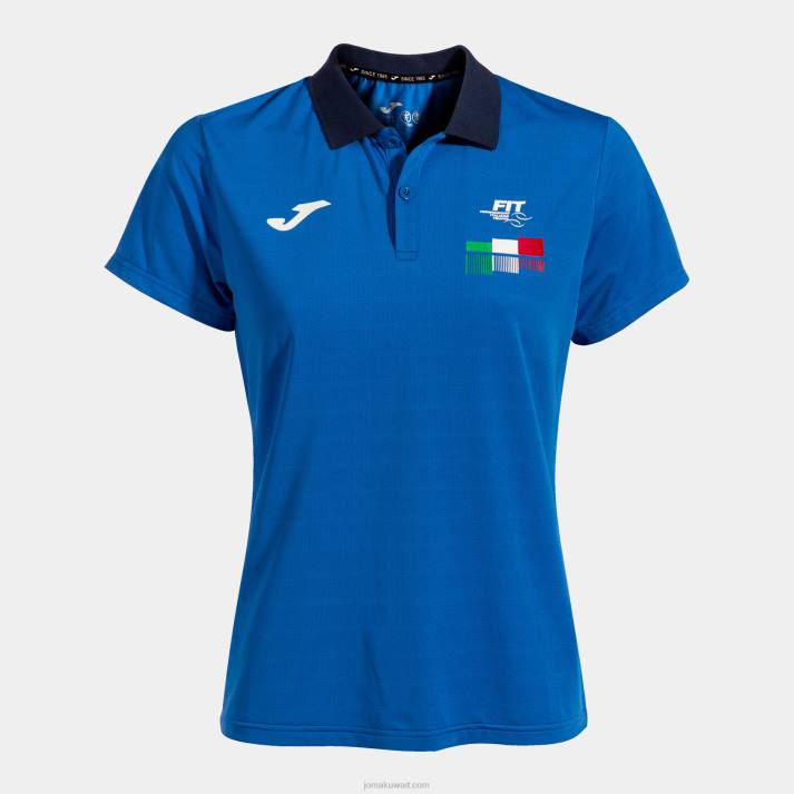 Joma 82P4R2057 الأزرق الملكي قميص بولو قصير الاكمام الاتحاد الايطالي للتنس نحيف