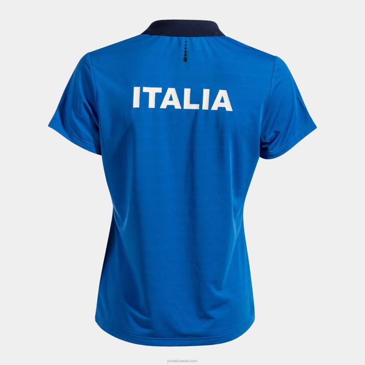 Joma 82P4R2057 الأزرق الملكي قميص بولو قصير الاكمام الاتحاد الايطالي للتنس نحيف