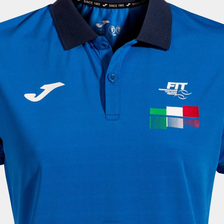 Joma 82P4R2057 الأزرق الملكي قميص بولو قصير الاكمام الاتحاد الايطالي للتنس نحيف