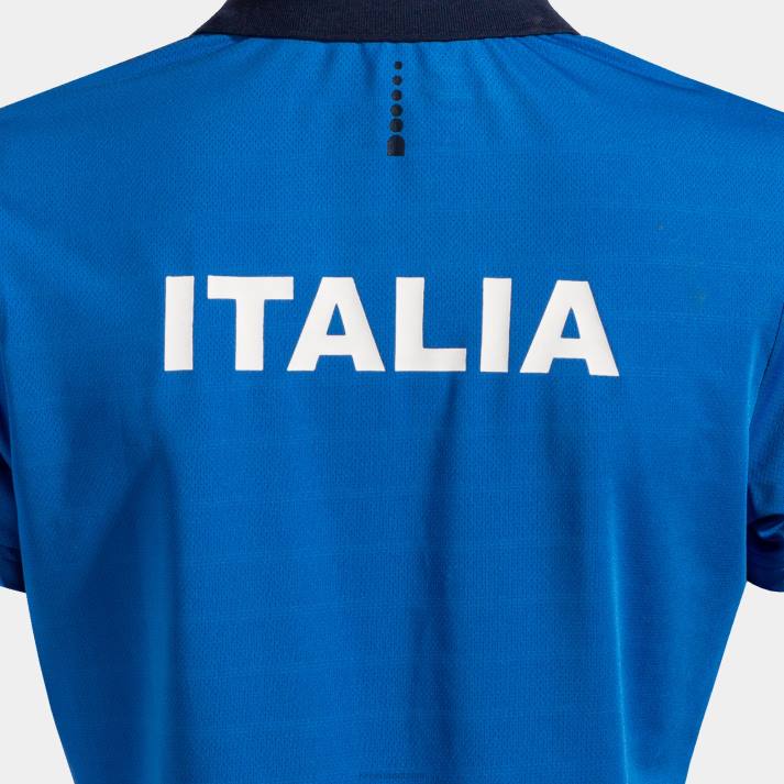 Joma 82P4R2057 الأزرق الملكي قميص بولو قصير الاكمام الاتحاد الايطالي للتنس نحيف