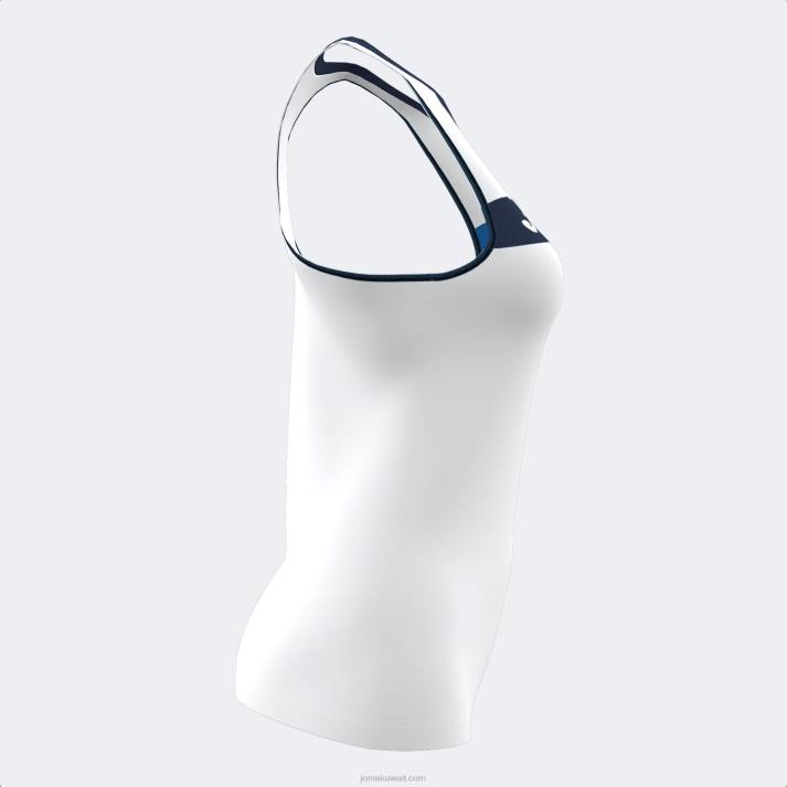 Joma 82P4R2069 الأبيض الأزرق الملكي الأزرق الداكن بلا أكمام تي شيرت المحكمة نحيف