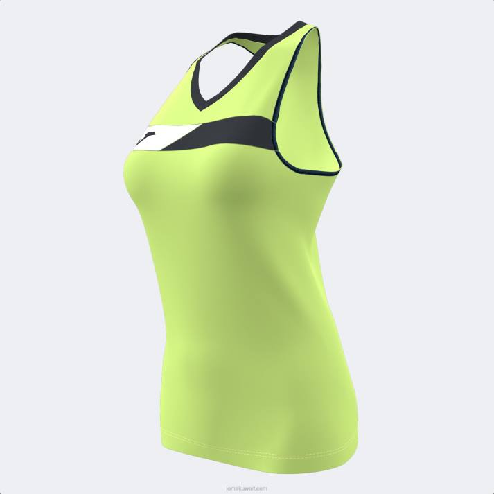 Joma 82P4R2081 الجير الأسود الأبيض بلا أكمام تي شيرت المحكمة نحيف