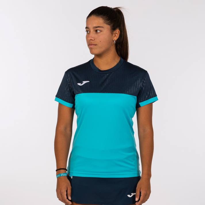 Joma 82P4R2082 الفلورسنت الفيروز الأزرق الداكن قميص قصير الأكمام مونتريال نحيف