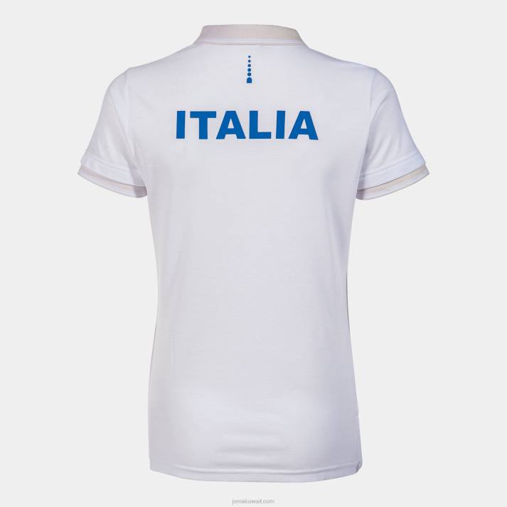 Joma 82P4R2092 أبيض قميص بولو قصير الاكمام الاتحاد الايطالي للتنس نحيف