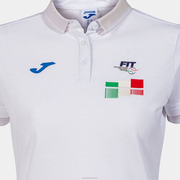 Joma 82P4R2092 أبيض قميص بولو قصير الاكمام الاتحاد الايطالي للتنس نحيف
