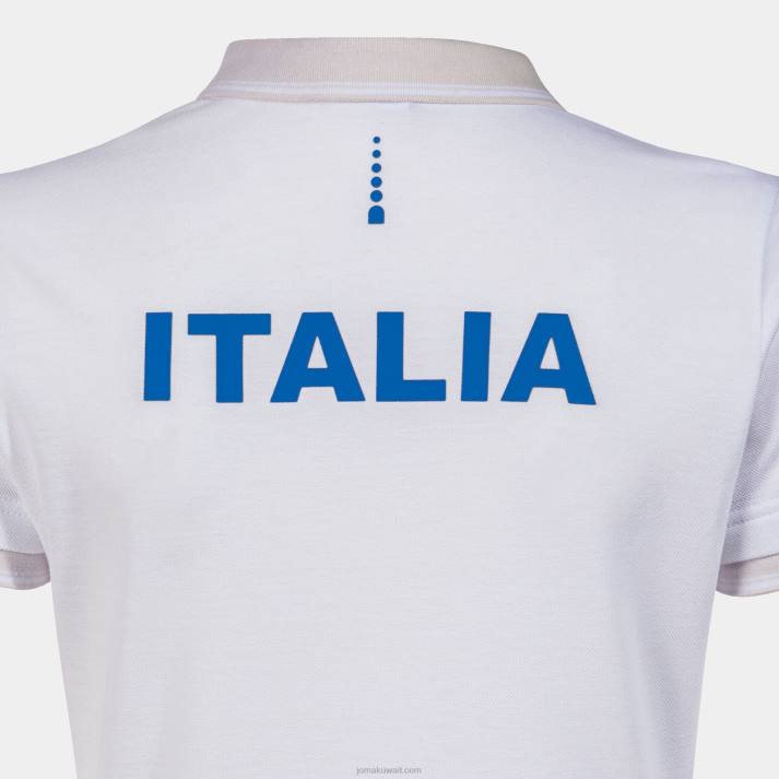 Joma 82P4R2092 أبيض قميص بولو قصير الاكمام الاتحاد الايطالي للتنس نحيف