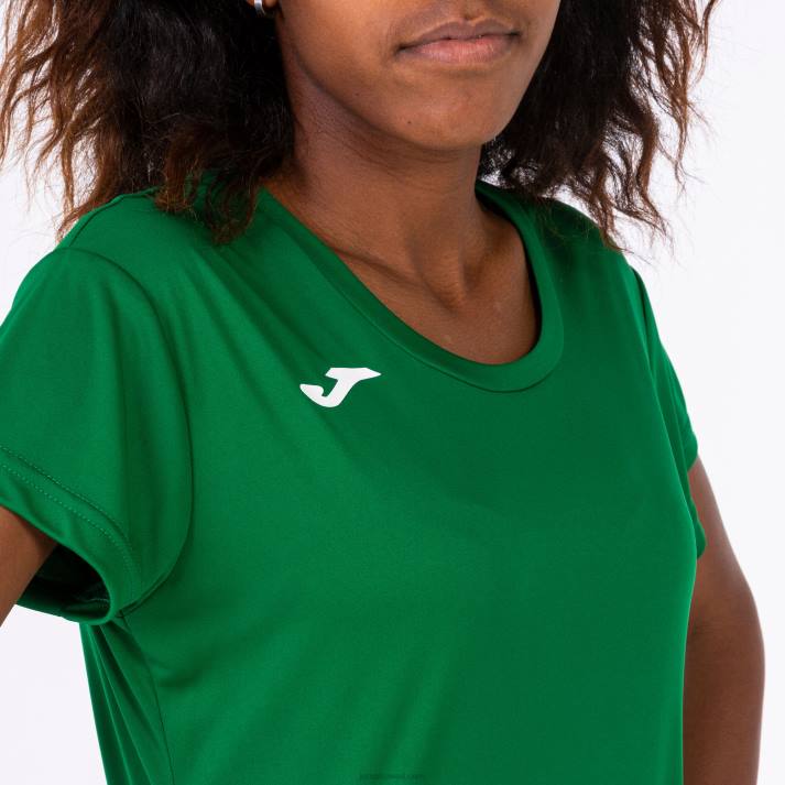 Joma 82P4R2110 أخضر قميص قصير الأكمام سجل الثاني نحيف