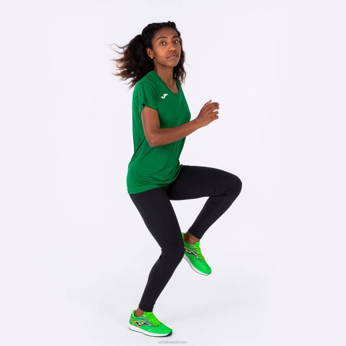 Joma 82P4R2110 أخضر قميص قصير الأكمام سجل الثاني نحيف