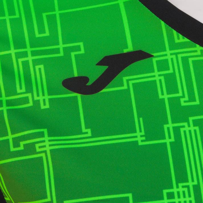 Joma 82P4R2114 أسود أخضر نيون قميص قصير الأكمام النخبة الثامن نحيف